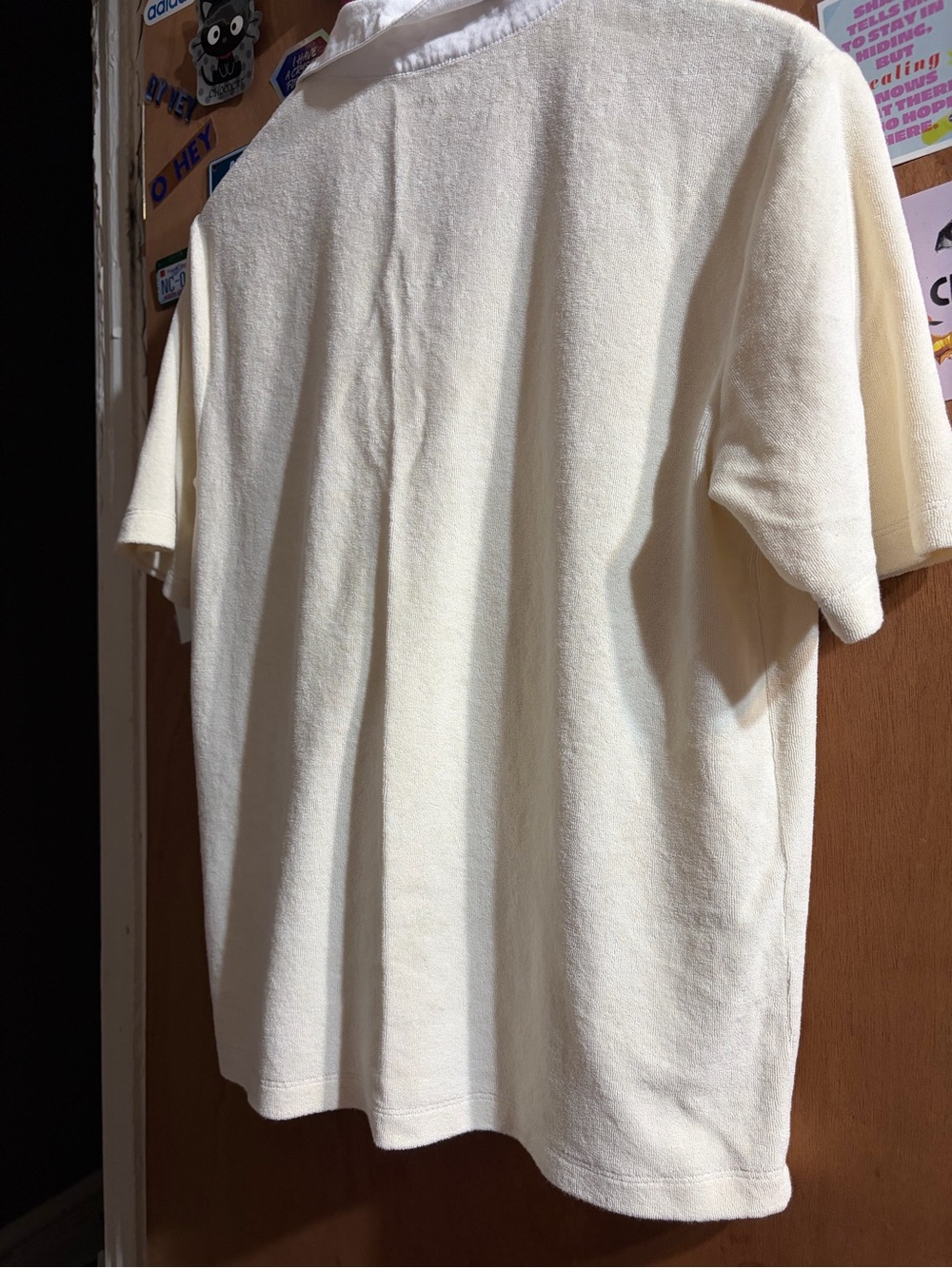 Kule Women’s terry Polo Shirt in Cream with Contrast White Collar - Picture 3 of 6